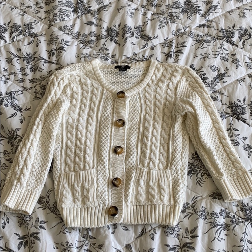 Cream Cable-Knit Button-Front Women's Sweater